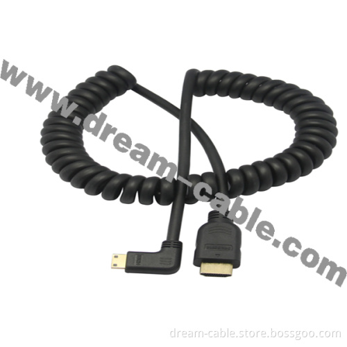 Coiled Right Angle HDMI Cable